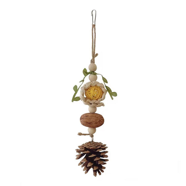 Parrot Chew Toys Bird Cage Accessories Hanging Pinecone Rattan Ball Foraging Toy