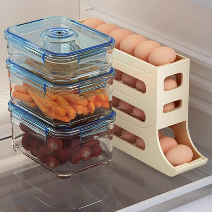 Automatic Scrolling Egg Holder 2/4-Tier Storage Box Container for Refrigerator