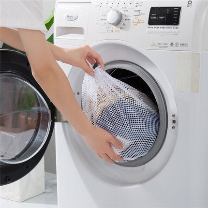 Drawstring Laundry Wash Bag Fine or Coarse Mesh Lingerie Delicate Clothes L - Aimall