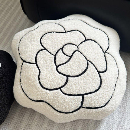 Luxury Cream Sofa Pillow Camellia Style Cushion Bed Decor Black White Design