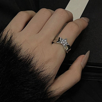 Adjustable Stacked Star Opening Ring Jewelry Five-pointed Star Design Unisex