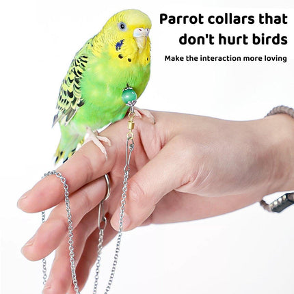 Parrot Neck Collar Stainless Steel Bird Chain Training Adjustable Bird Leash