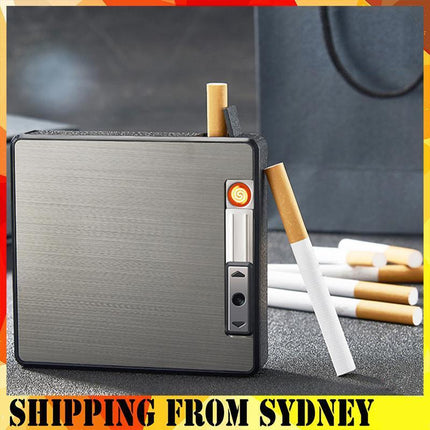Automatic Rechargeable Electric USB Cigarette Case Lighter Gift Dampproof Box - Aimall