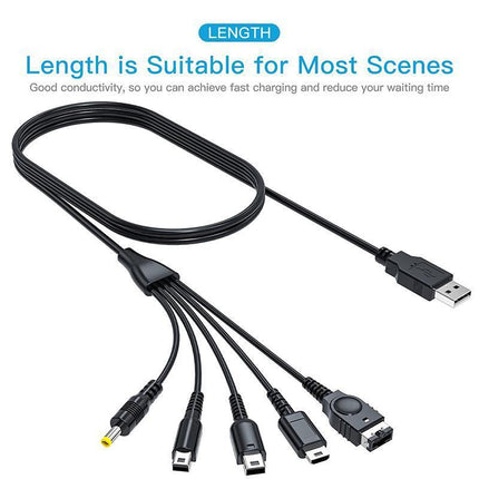 5in1 USB Charger Charging Cable for Nintendo NDSL / NDS /GameBoy Advance GBA SP - Aimall