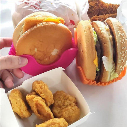 4PCS Hamburger Silicone Holder Sandwich Storage Rack Reusable Burger Fixed Box