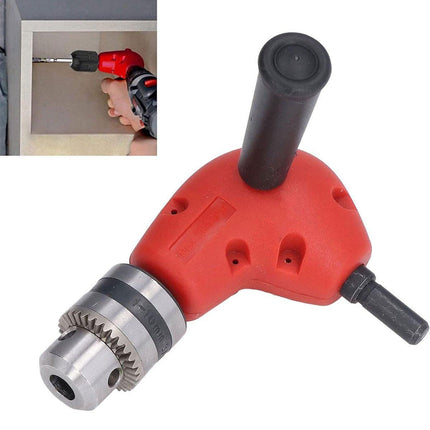 90° Degree Right Angle Drill Attachment 1/4" Drive Adapter with Chuck Key Tools - Aimall