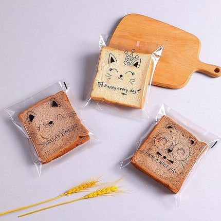 400PCS Self Sealing Bread Bags Cute Cartoon Transparent Self Adhesive Packaging
