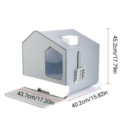 Large Fully Enclosed Cat Litter Pan House Easy Clean Litter Box for Indoor Use