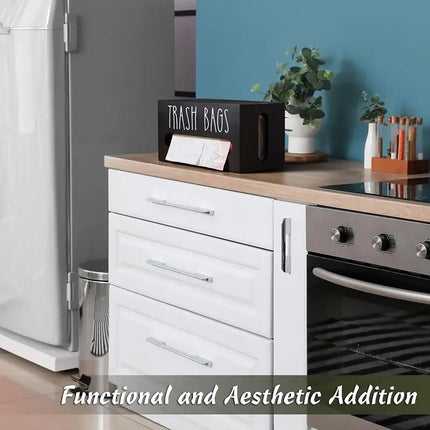 Wooden Plastic Bag Storage Box Hanging Rubbish Bag Organizer Extractable Tissue