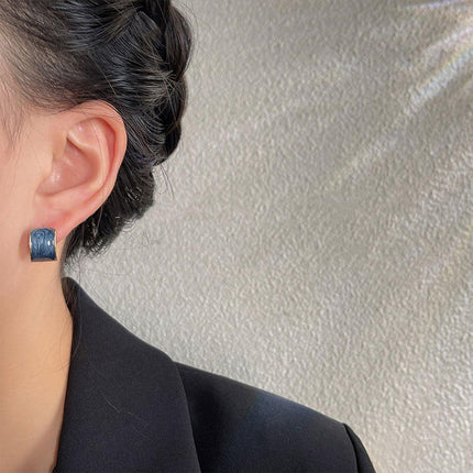 Elegant Geometric Halo Blue Vintage Stud Earrings Fashion Jewelry for Women