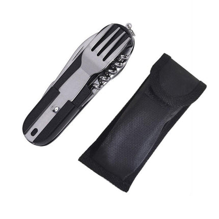 6in1 Portable Folding Knife Fork Spoon Set Outdoor Multi Functional Tableware