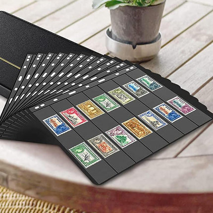 10 Sheet of Stamp Stock Black &amp Double Sided Page 7Strips &amp 9 Binder Holes - Aimall