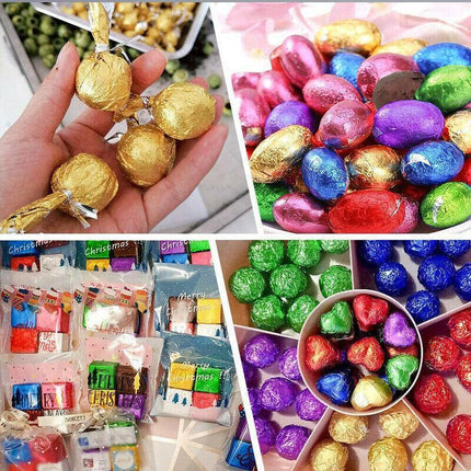100PCS Tin Foil Aluminium Wrapping Square Chocolate Wrappers 10CM - Aimall