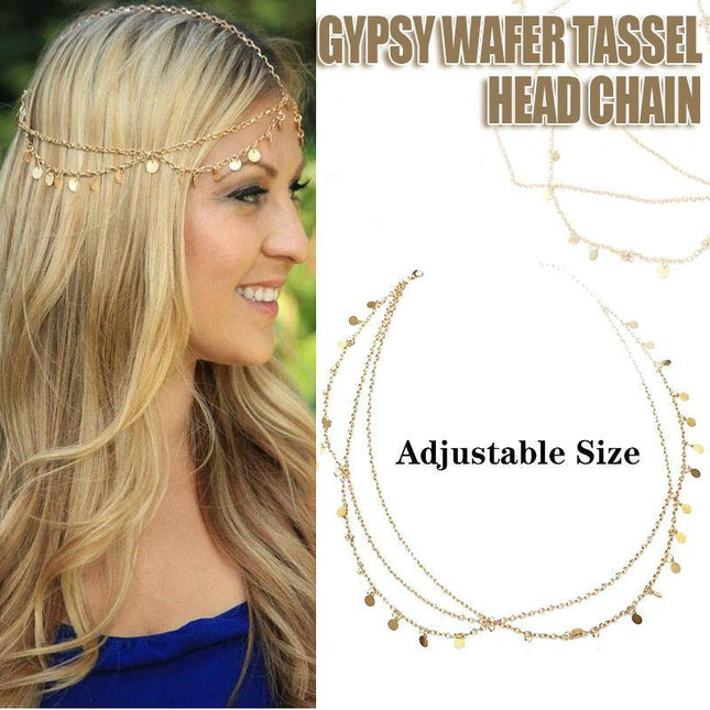 Bohemia Boho Gypsy Wafer Tassel Head Chain Headpiece Beauty Party Jewellery HOT - Aimall