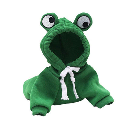 Warm Hooded Cartoon Frog Pet Clothes for Dogs and Cats Autumn Winter Vest