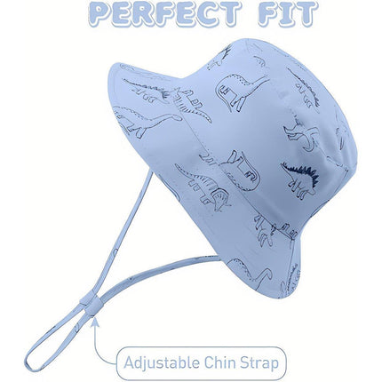 Cartoon Dinosaur Bucket Hat with Wide Brim for Summer Sun Protection
