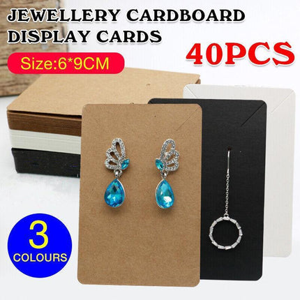 40PCS Jewellery Cardboard Display Cards Necklace Stud Earring Paper Holder 6*9CM - Aimall