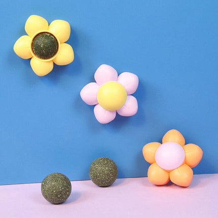 2PCS Cat Toy Catnip Ball Flower Tooth Cleaning Grinding Chew Kitten