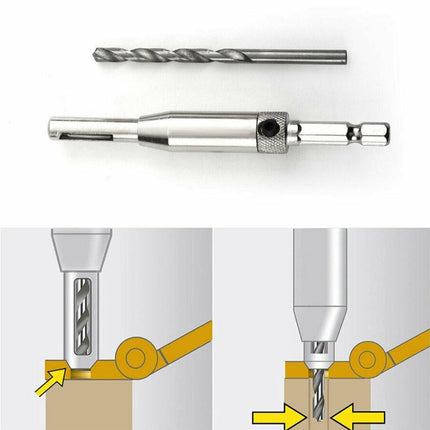 7-Piece Centre Drill Bits Set Self Centering Hinge Hole Drilling 1/4" Hex Shank - Aimall