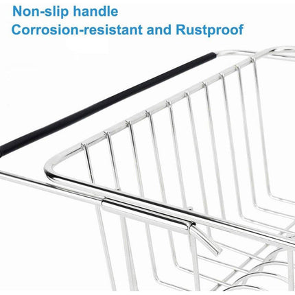 Stainless Steel Sink Draining Basket Telescopic Dish Rack Kitchen Storage Holder