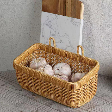 Wall-Mounted Rattan Style Hanging Storage Basket Kitchen Vegetable Fruit Basket