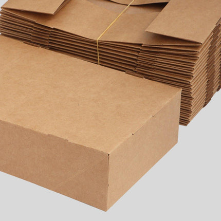 50PCS Disposable Kraft Paper Takeout Lunch Box Picnic Dessert Food Packing