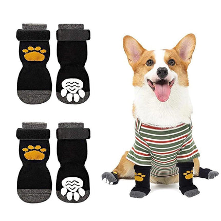 4pcs Christmas Pet Dog Socks Anti-Slip Warm Knit Socks for Small Medium Dog Cat