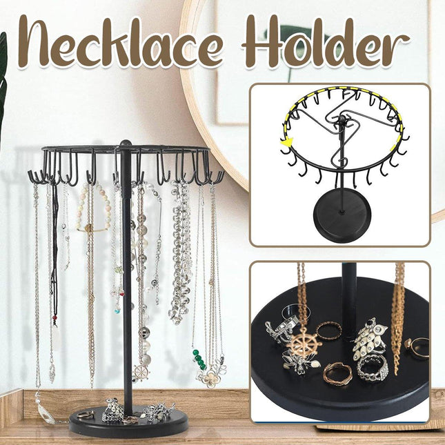 Rotatable Iron Necklace Rack Jewellery Display Stand Organiser for Accessories