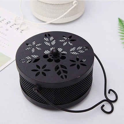 Fireproof Wrought Iron Mosquito Coil Holder with Cover for Indoor Outdoor Use