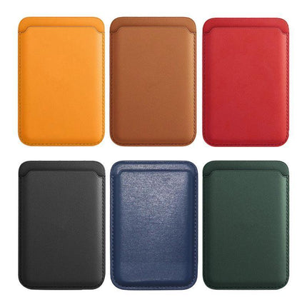 Magnetic Card Holder For Magsafe iPhone 14 13 Pro Max Leather Wallet Card Pocket - Aimall