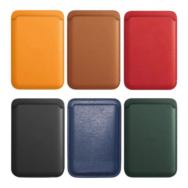 Magnetic Card Holder For Magsafe iPhone 14 13 Pro Max Leather Wallet Card Pocket - Aimall