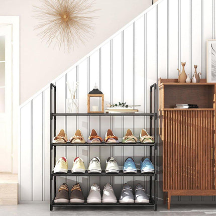 4-Tier Metal Shoe Rack Organizer Dustproof Shoe Cabinet Storage Shelf for Home