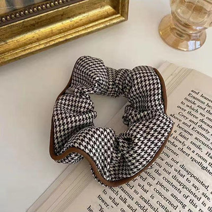 Women Large Scrunchies Plaid Hair Bands Elastic Hair Tie Rope Ring Ponytail Gift - Aimall