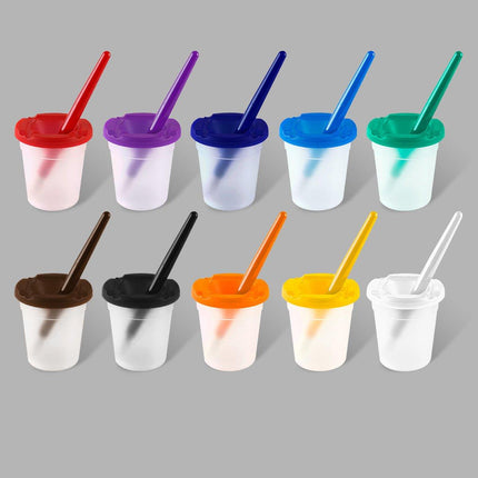 10 Sets of Childrens Painting Brush Washing Cups Graffiti Brush Set for Kids