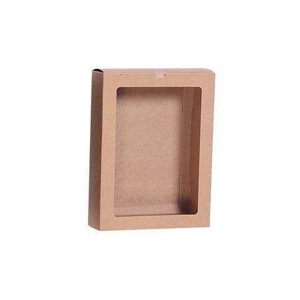 50PCS Kraft Paper Packing Box With Transparent PVC Window Drawer Display Gift Boxes Aimall
