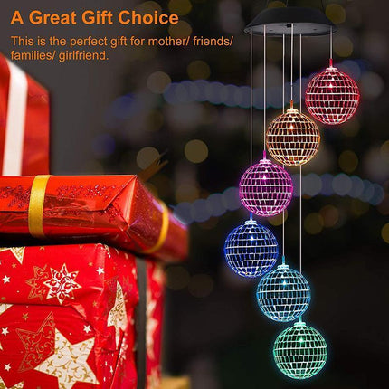 Colour Changing Wind Chimes LED Light Hanging Decor Outdoor Solar Powered Garden - Aimall