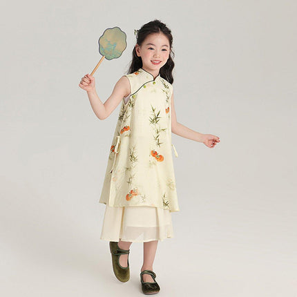 New Chinese Girl Dress Set Traditional Style Lucky Persimmon