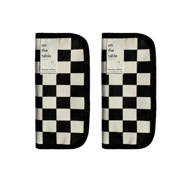 2PCS Student Checkerboard Pencil Bag Pencil Case Large Capacity Stationery Bags