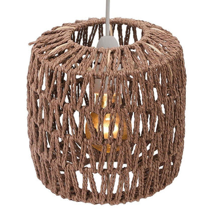 Style Faux Rattan Lampshade DIY Weaving Lamp Shade Home Decor