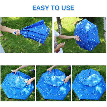2-Layer Outdoor Foldable Sun Umbrella Hat Fishing Camping Headwear Cap Head Hat