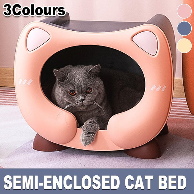 Semi Closed Cat Nest Soft Cozy Pet Bed for Cats Small Animals Indoor Sleeping