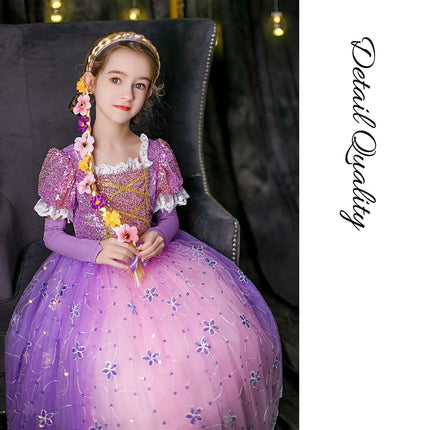 Long Hair Princess Dress Snow White Purple Dress AU - Aimall