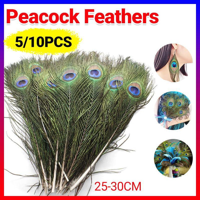 5-10PCS Natural Peacock Tail Eyes Feathers 75-80cm 26-30cm DIY Craft Vase Decor - Aimall