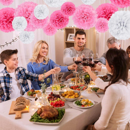 18PCS Pink Spiral Hanging Paper Flower Balls Birthday Party Decoration