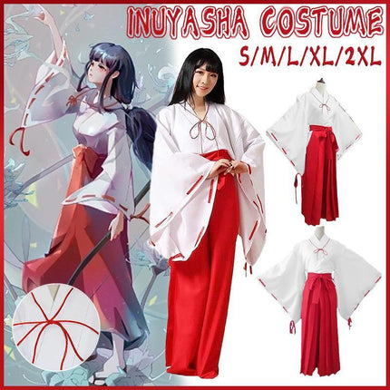 Anime Inuyasha Kikyou Witch Kimono Dress Cosplay Halloween Costume Complete Set AU - Aimall