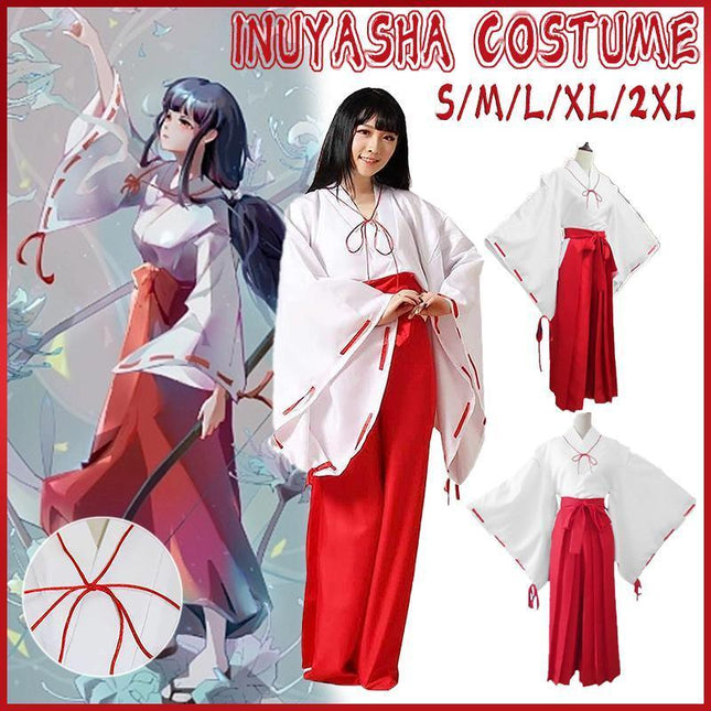 Anime Inuyasha Kikyou Witch Kimono Dress Cosplay Halloween Costume Complete Set AU - Aimall