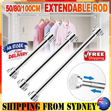 Adjustable Tension Rod Extendable Rack Shower Wind Curtain Closet Pole 50-160cm - Aimall