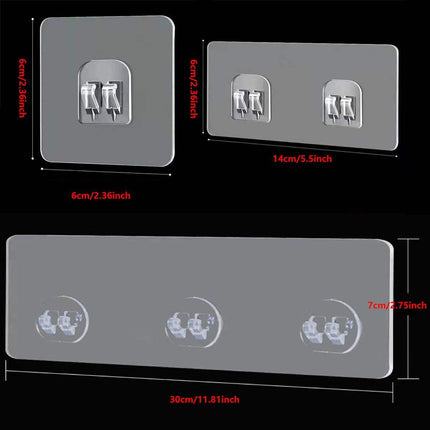 12PCS Transparent Seamless Hooks No Drill Toilet Wall Hooks Bathroom Hangers