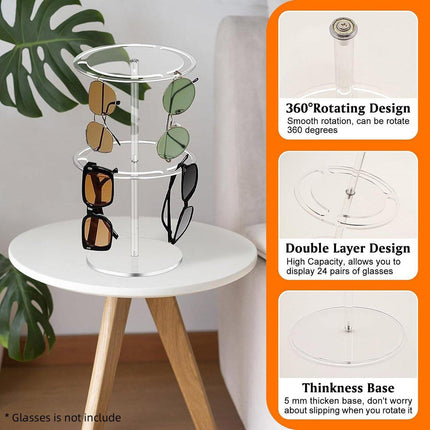360 Degree Rotating Eyeglasses Display Stand Desktop Holder Organizer Glasses Storage