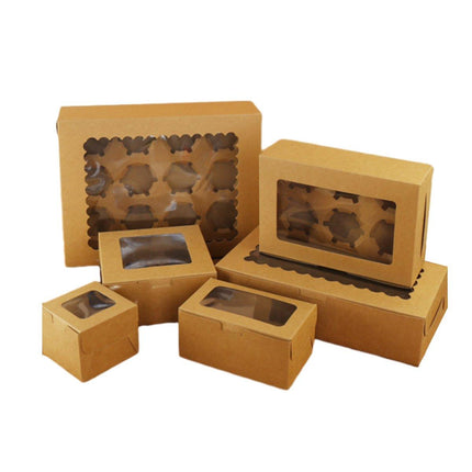 25Pcs Paper Cupcake Box with Window for Party Wedding Bakery Gift Packaging